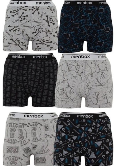 Deddix Menbox 6'lı Desenli Likralı Klasik Erkek Boxer KARIŞIK