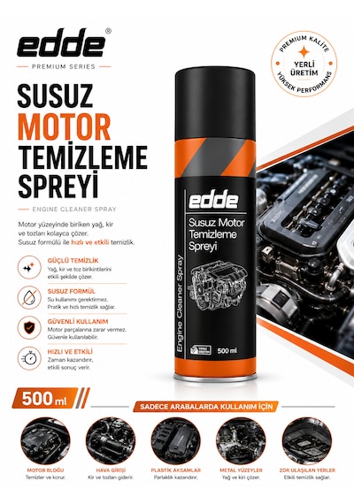 Edde Araba Araç Oto Susuz Motor Temizleyici Sprey 500 Ml Oto Bakım Ürünleri Oto Detailing