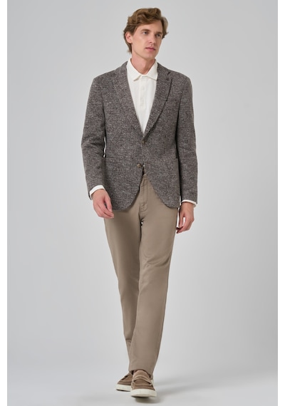Morven Erkek Kahve Örme Trend Ekoseli Slim Fit Mono Yaka Ceket 26ks002003400 Kahve