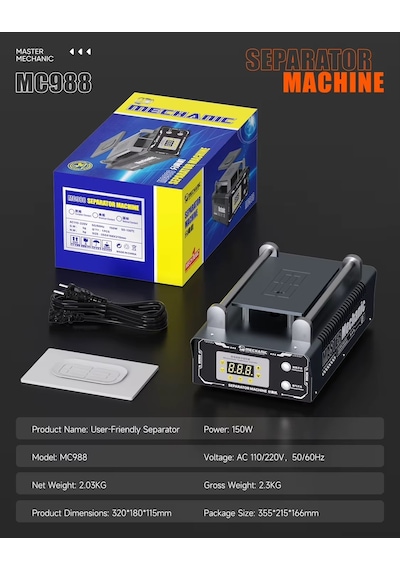 Mechanic Mc988 10.5 İnç Vakumlu Isı Kontrollü Ekran Ayırma Makinesi