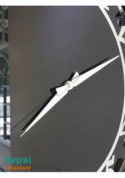 Güneş Smoked Latin Black Gümüş Siyah 85 Cm Aynalı Duvar Saati