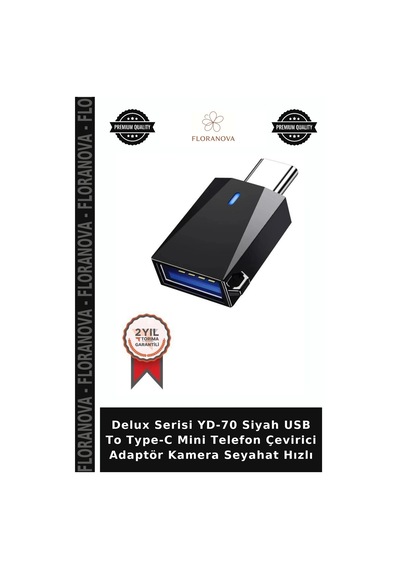 Delux Serisi Yd-70 Siyah Usb To Type-c Mini Telefon Çevirici Adaptör Kamera Seyahat Hızlı