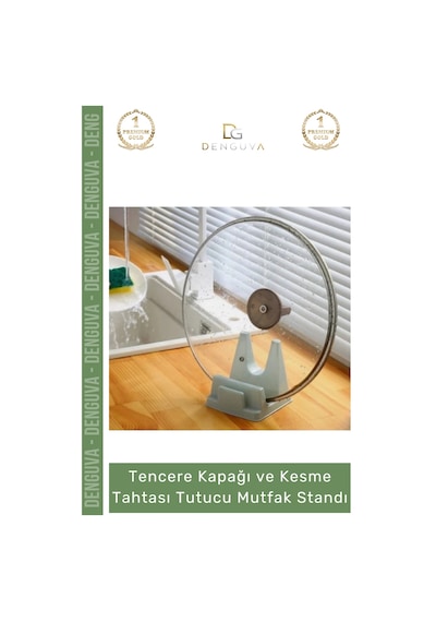 Mutfakstandı Tezgah Üstü Tencere Kapağı Organizeri Pratik Şık Modern Tahtası Tutucu Mutfak Standı