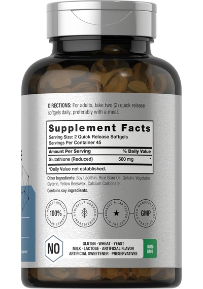 Horbaach Glutathione 500mg Per Serving 90 Liposomal Softgels Aromasız