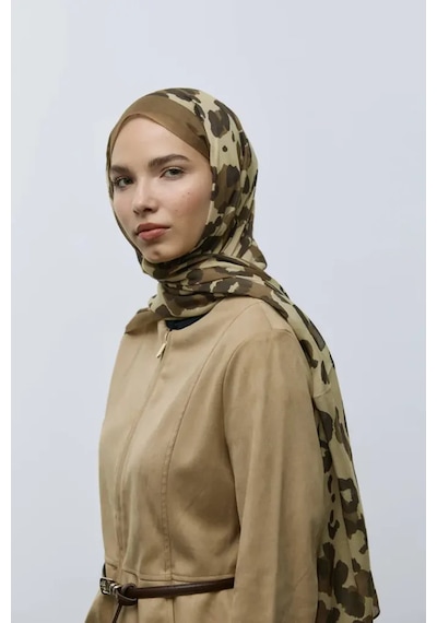 Moda Kaşmir Leopar Desen Aya Şal Altın