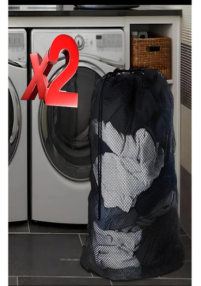 2 Adet Siyah Lüx Perde Ve Çamaşır Yıkama Filesi Ipli 60x80 Cm X
