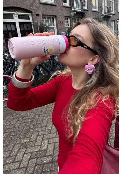 Dopper Travel Mug Yalıtımlı Termos Bardak 400 Ml - Çilek Pembesi Açık Pembe / Beyaz