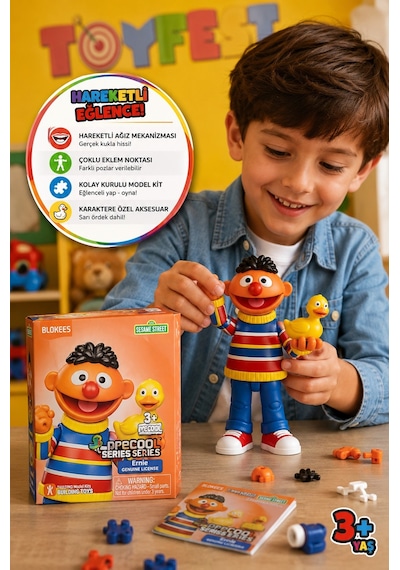Susam Sokağı Ernie Enrique Blokees Sesame Street Blokees Ernie Enrique Figür Model Kit 14 Cm