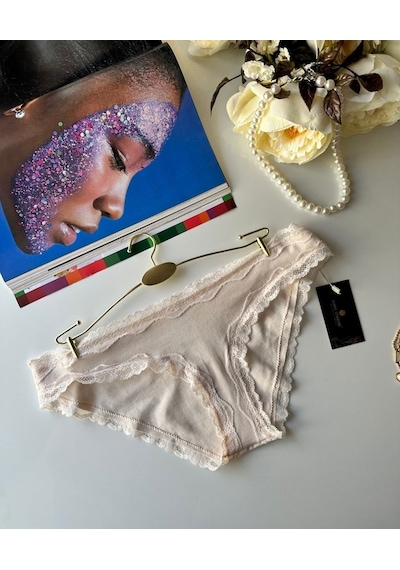 Arlet Kadın Pamuklu Rahat Günlük Kullanım Dantelli Slip/külot Li Krem