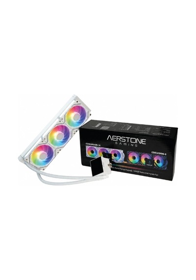 AERSTONE Coolvision 360mm LCD Ekranlı INTEL AMD uyumlu SIVI Soğutucu (BEYAZ)