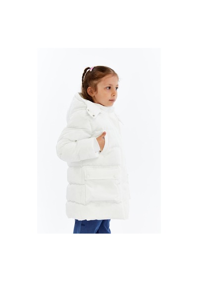 Benitto Kids Kız Çocuk Kalın Kışlık Kapüşonlu Kaban 51349 Beyaz