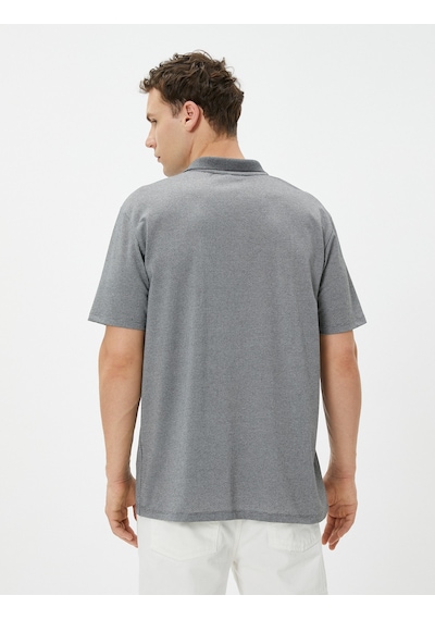 Koton Basic Polo Yaka Tişört Düğmeli Kısa Kollu Gri 3sam10151mk