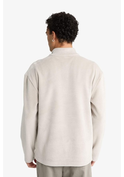 Defacto Yumuşak Tuşe Kadife Sweatshirt F2352AX25WN Gri