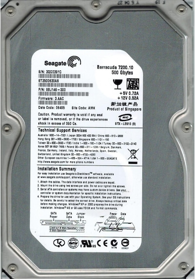Seagate Barracuda ST3500630AS 500 GB 7200 RPM HDD