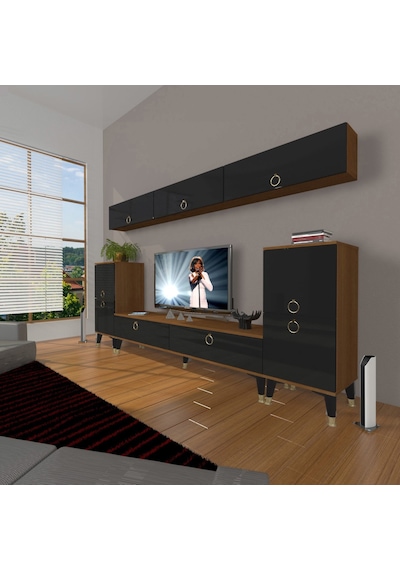 Decoraktiv Eko 9 Mdf Std Gold Tv Ünitesi Tv Sehpası Ceviz - Siyah