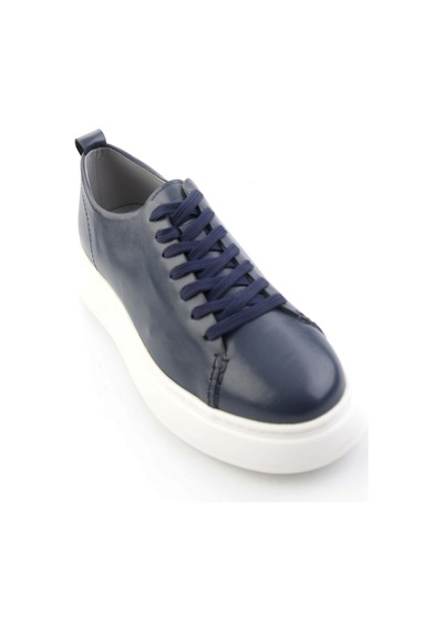 Bambi Lacivert Hakiki Deri Erkek Sneaker E01593202503