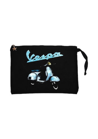 Vespa Vintage Siyah Clutch Astarlı Cüzdan / El Çantası Siyah