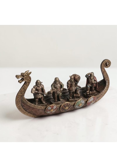 Wıse Viking Savaş Gemisi 28,5 Cm Dekoratif Obje Poliresin Tarihi Gemi Modeli -