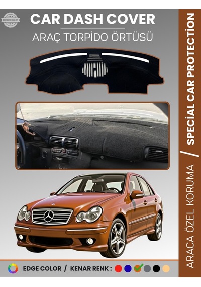 Mercedes C Class W203 2000-2007 Torpido Örtüsü Premium Kalite Torpido Koruma Özel Kesim Uv Koruma - 519 Stiloto