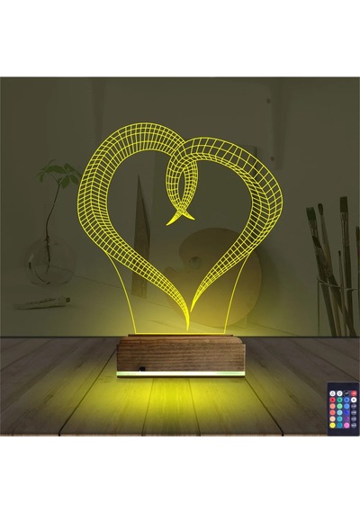 Luvivia Kalp Sevgiliye Hediye 3d Lamba - Masa Gece Lambası V2 Şeffaf