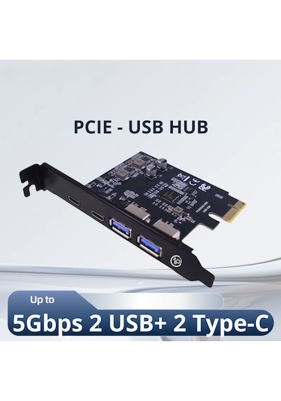 Npo 2ac 4 Portlu 2x Type-c Ve 2x Usb 3.0 5gbps Pcı-e Genişletme Kartı