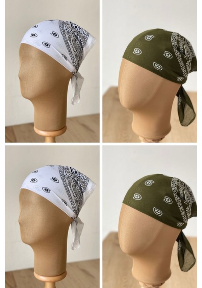 Pamuklu Klasik Desen Unisex 4lü Bandana Seti Renkli Bandana Etnik Desenli A Kalite Bandana Kırmızı - Lacivert