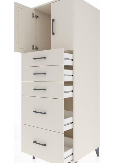 Kronos Dolap Tek Raflı 5 Çekmeceli 2 Kapaklı 60x59x182 Aytaşı... Aytaşı