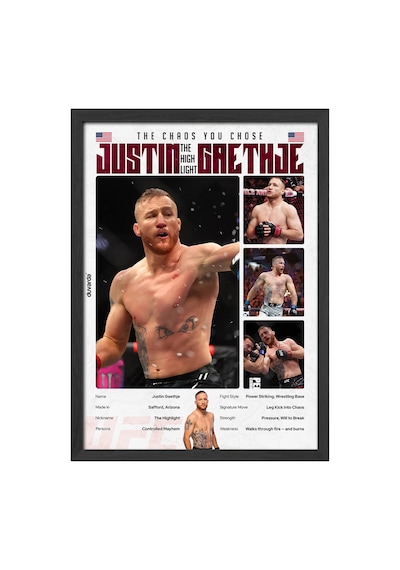 Justin Gaethje Ufc Siyah Ahşap Çerçeveli Poster, Dekoratif Dövüş Duvar Tablosu