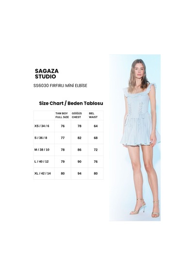 Sagaza Studio Ss6030 Korseli Mini Elbise Bebe Mavisi