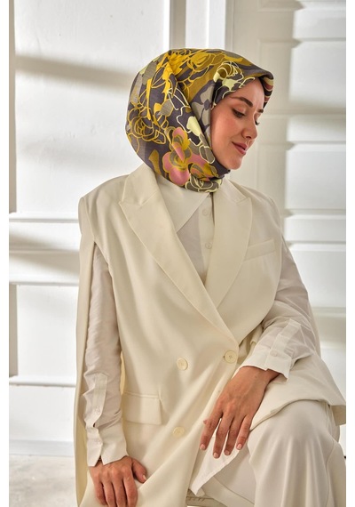 Silk Home Twill İpek Eşarp 11483-11 Antrasit, Sarı, Pembe, Gri, Füme, Yağ Yeşili
