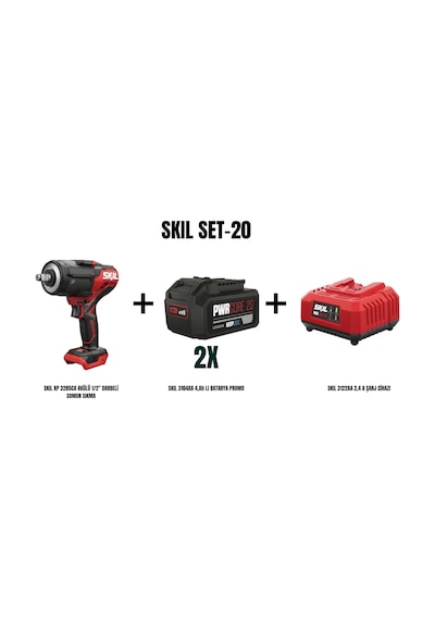 Skil Set-20 Skil XP 3285CA Akülü 1/2" Darbeli Somun Sıkma + 2x Skil 3104AA 4AH Li Batarya Promo + Skil 3122AA 2.4A Şarj Cihazı
