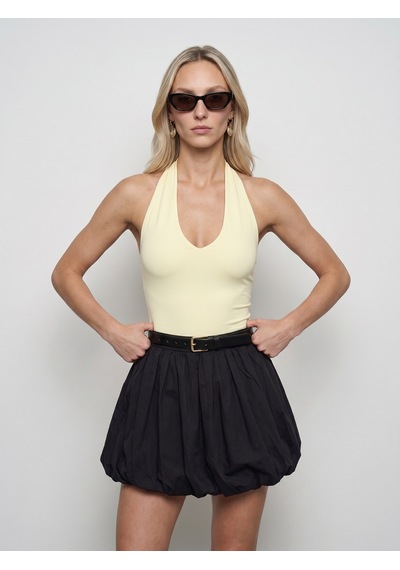 Dilvin 21231 Halter Yaka Bodysuit-açık Sarı