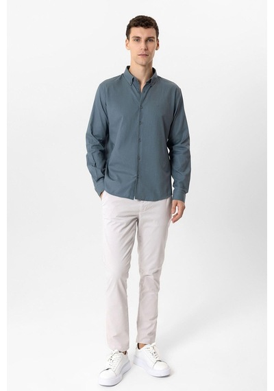 Back & Bond Gri Slim Fit Armürlü %100 Pamuk Gömlek Back & Bond Gri Slim Fit Armürlü %100 Pamuk Gömlek