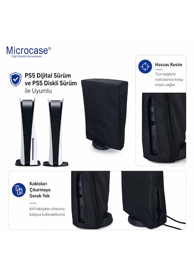 Microcase Ps5 İçin Su Toz Kir Çizik Koruma Kılıfı Al5643 Siyah