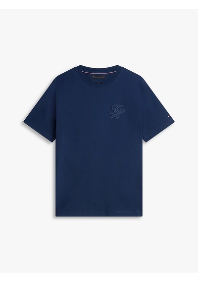 Tommy Hilfiger Mw0mw42391 Script Light Interlock Tee Erkek Tişört Lacivert