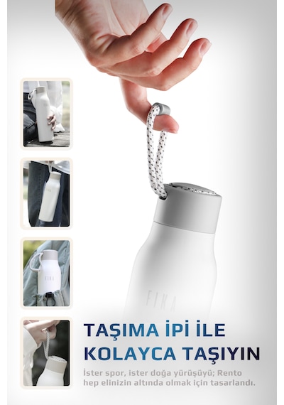 Neoflam Fika Rento Sızdırmaz Vidalı Kapaklı Geniş Ağızlıklı Kolay Taşınabilir Çelik Termos 600 Ml Beyaz