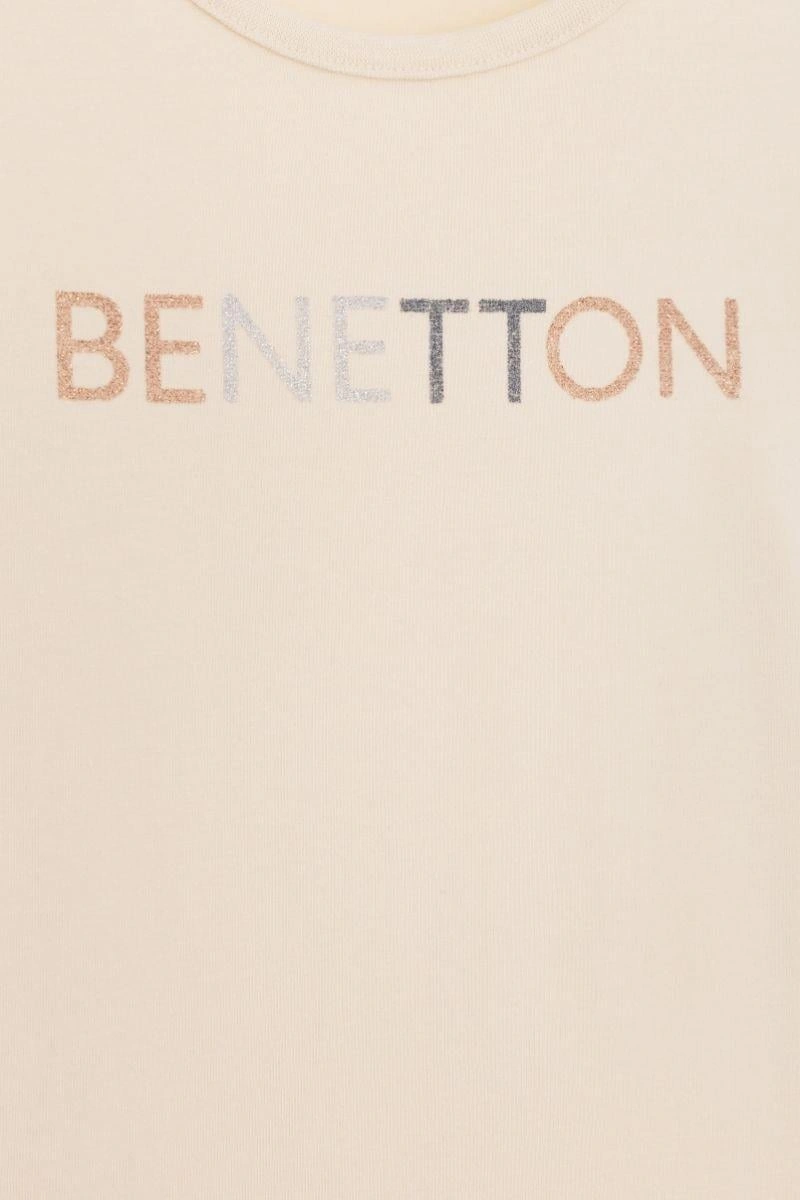 United Colors Of Benetton Kız Çocuk Bnt-g23332 Uzun Kollu Tshirt Bej-1876 Bej