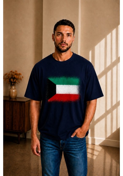 Sngl Tekstil Erkek Oversize Kuveyt Bayrak Baskılı Kısa Kollu Tişört S M L Xl 2xl Lacivert Sngl Tekstil Erkek Oversize Kuveyt Bayrak Baskılı Kısa Kollu Tişört S M L Xl 2xl Lacivert