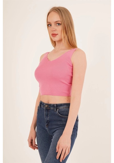 23256336 Triko Merdiven Yaka Atlet Pembe