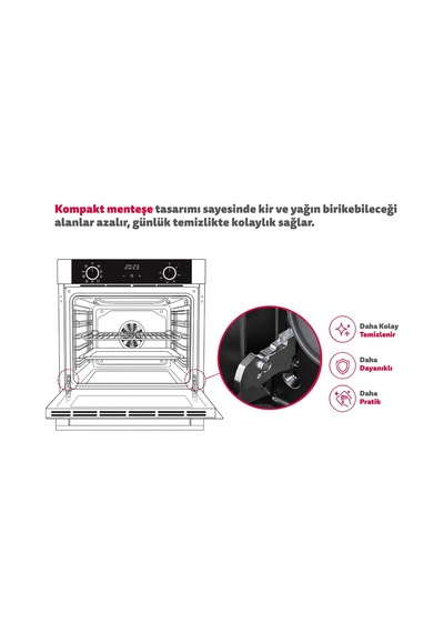 Simfer 8269 0+8 Fonksiyon 73 L Mekanik Gri Turbo Özellikli 3 Camlı Ankastre Fırın