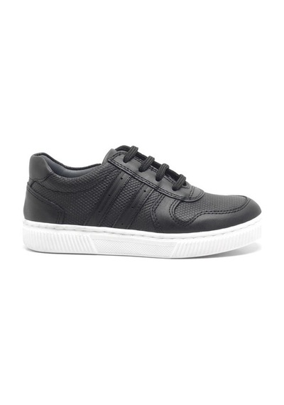 Hakiki Deri Siyah Erkek Çocuk Spor Okul Ayakkabı Sneaker