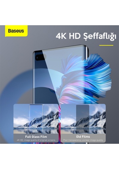 Baseus Huawei Mate 40 Pro Full 0.25Mm Kırılmaz Ekran Koruyucu Şeffaf
