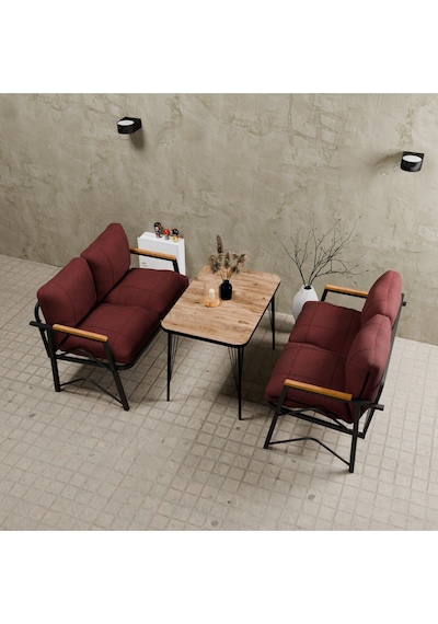 Mb Garden Furnıture Simetri Model, Balkon, Mutfak, Bahçe,cafe,metal Koltuk Takımı,bahçe Takımı,çay Seti, 2+2 Takım+masa Bordo Mb Garden Furnıture Simetri Model, Balkon, Mutfak, Bahçe,cafe,metal Koltuk Takımı,bahçe Takımı,çay Seti, 2+2 Takım+masa Bordo
