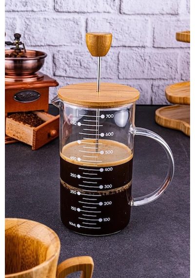 Kapris Leonardo Isıya Dayanıklı French Press 700 Ml B5570 Ahşap - Şeffaf
