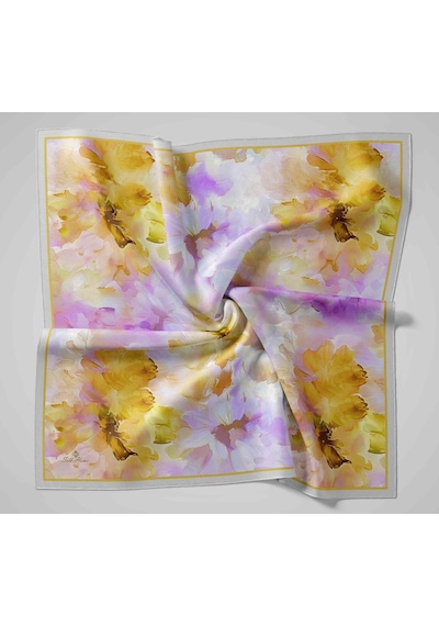 Silk Home Olinda İpek Eşarp 47004-08 Gümüş, Yanık Sarı, Turuncu, Lila, Pembe