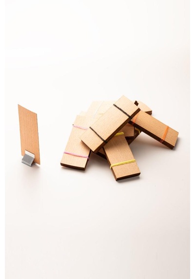 Rufus Concept Ahşap Mum Fitili + Yapışkanlı Sehpa - 100 Adet 30mm X 75mm X 0,5mm Kahverengi