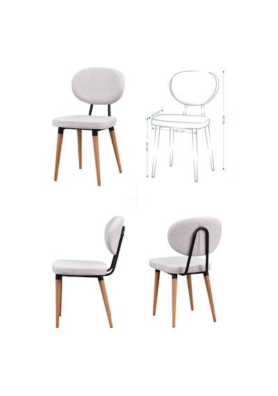 Vilinze Deniz Sandalye Avanos Ahşap Mdf Kanatlı Mutfak Masası Takımı - 70x70+70 Cmtk-avanos-07070k-nn-d33deniz-sigmabeyaz Kırık Beyaz