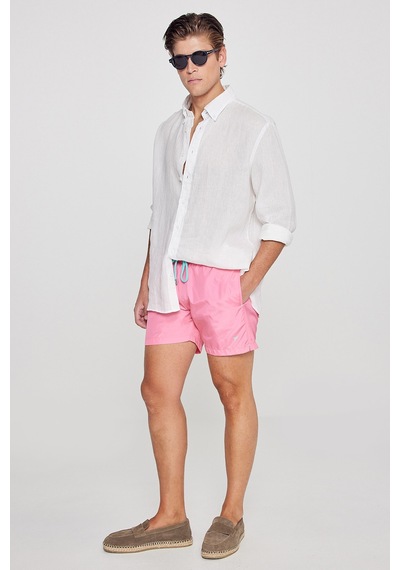 Ac&co / Altınyıldız Classics Erkek Pembe Standart Fit Normal Kesim Hızlı Kuruyan Yan Cepli Desenli Mayo Pembe