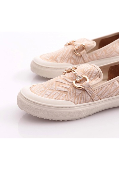 Dgn Pm373-k2001 Kadin Metal Aksesuarli Loafer Ayakkabi Ten Keten