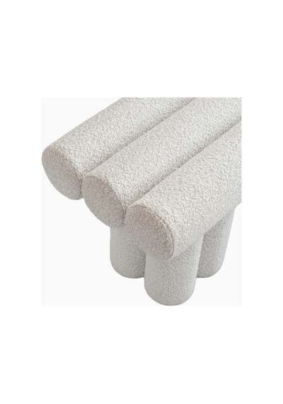 101 Copenhagen Hiro Bouclé Minimalist Tasarım Dekoratif, Kırık Beyaz Bench Dikdörtgen Puflar